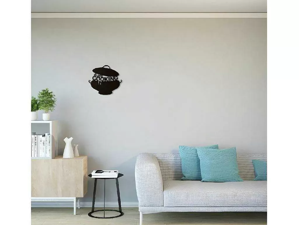 Placa De Parede Decorativa*EPIKASA Decoração Metalica Cooking, Preto, 45X1,5X40 Cm,