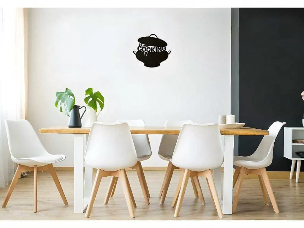 Placa De Parede Decorativa*EPIKASA Decoração Metalica Cooking, Preto, 45X1,5X40 Cm,