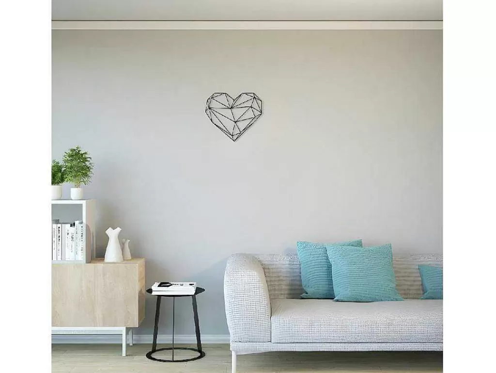 Placa De Parede Decorativa*EPIKASA Decoração Metalica Coracao 9, Preto, 47X1,5X40 Cm,