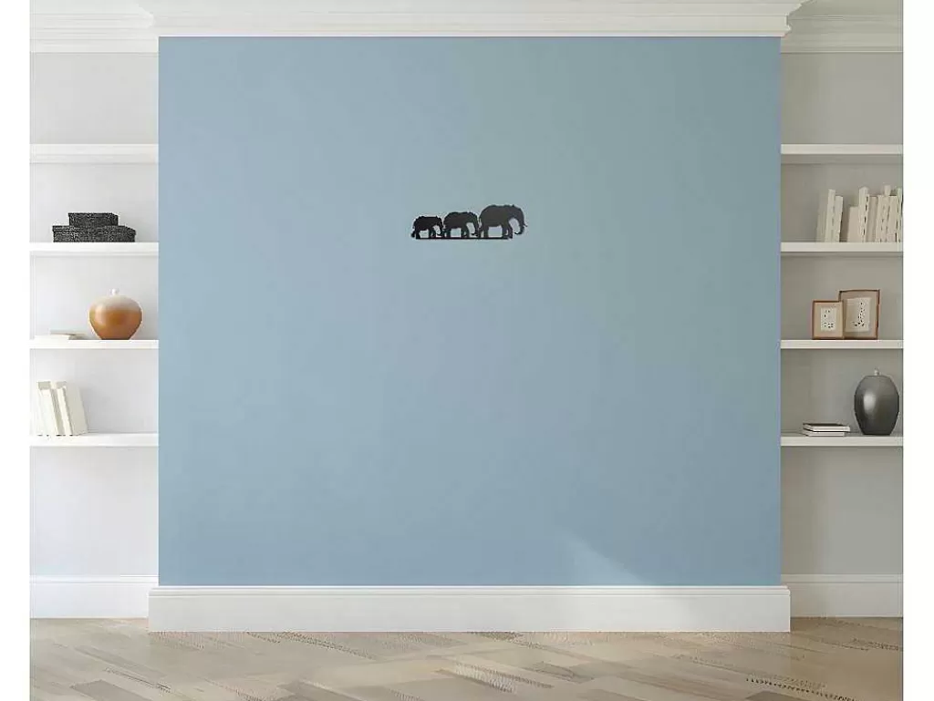Placa De Parede Decorativa*EPIKASA Decoração Metalica Elefante 4, Preto, 50X1,5X15 Cm,