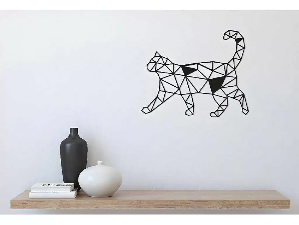 Placa De Parede Decorativa*EPIKASA Decoração Metalica Gatos 2, Preto, 46X1,5X37 Cm,