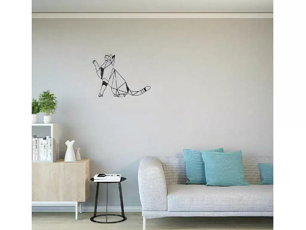 Placa De Parede Decorativa*EPIKASA Decoração Metalica Gatos 3, Preto, 51X1,5X36 Cm,