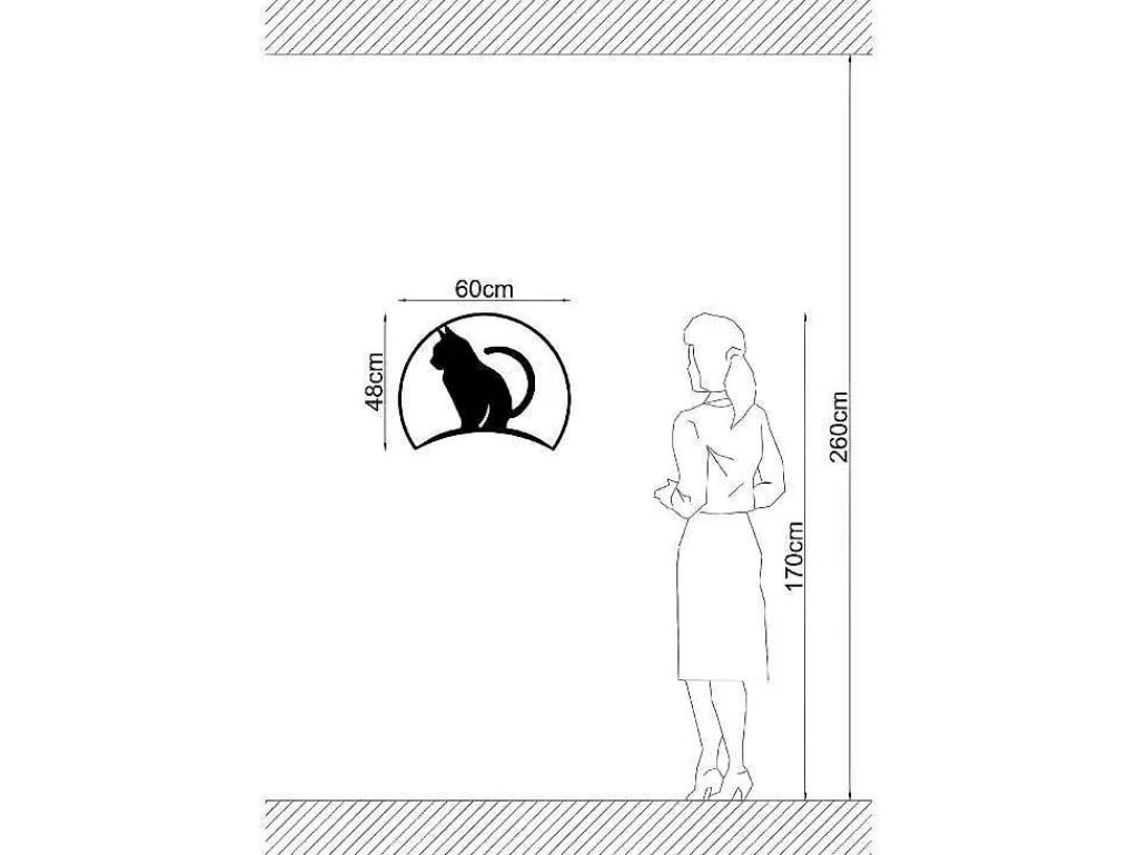 Placa De Parede Decorativa*EPIKASA Decoração Metalica Gatos 4, Preto, 60X1,5X48 Cm,