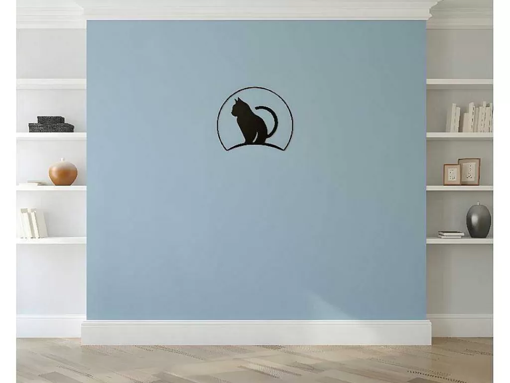 Placa De Parede Decorativa*EPIKASA Decoração Metalica Gatos 4, Preto, 60X1,5X48 Cm,