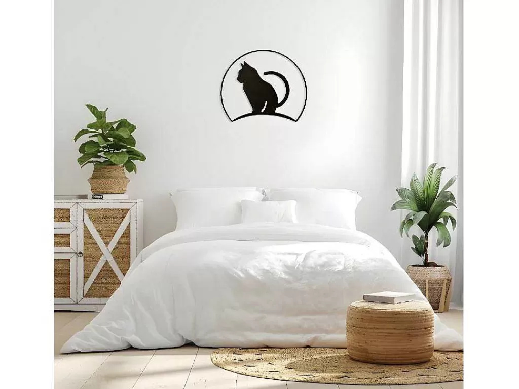 Placa De Parede Decorativa*EPIKASA Decoração Metalica Gatos 4, Preto, 60X1,5X48 Cm,