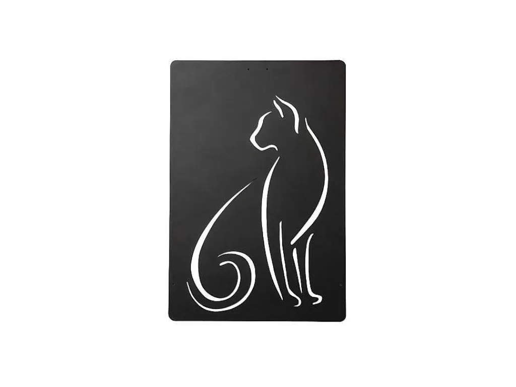 Placa De Parede Decorativa*EPIKASA Decoração Metalica Gatos 5, Preto, 30X1,5X45 Cm,
