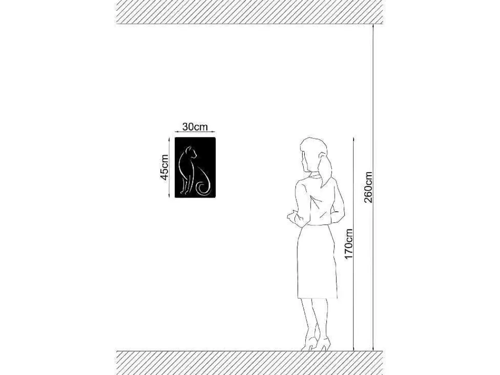 Placa De Parede Decorativa*EPIKASA Decoração Metalica Gatos 5, Preto, 30X1,5X45 Cm,