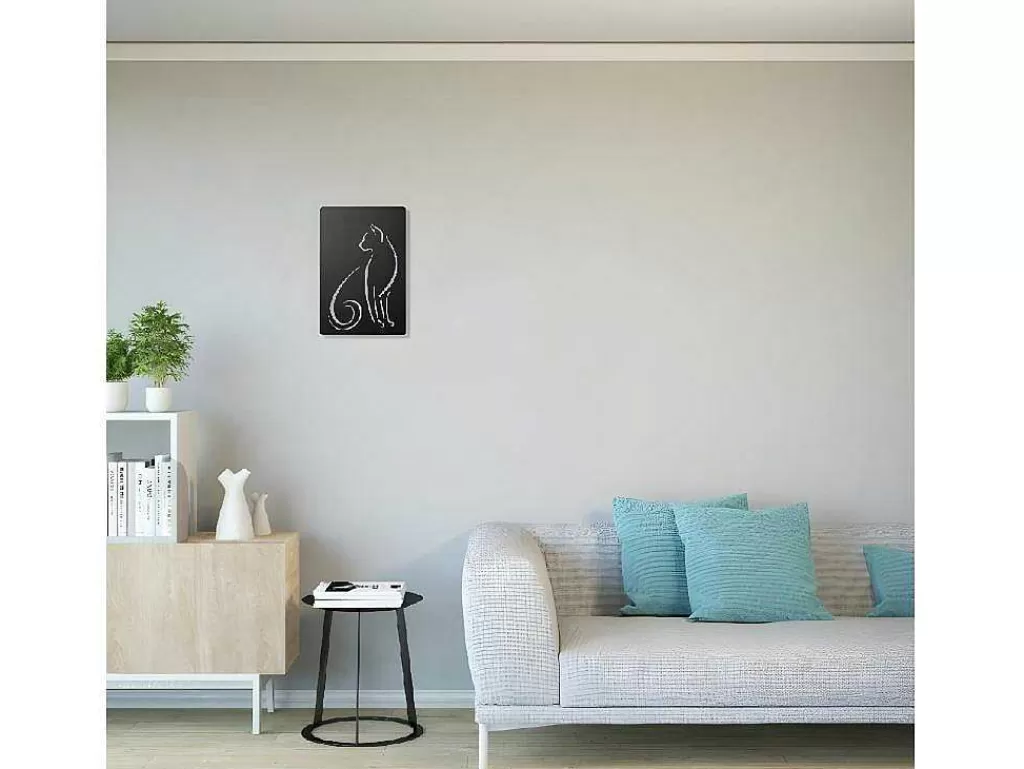 Placa De Parede Decorativa*EPIKASA Decoração Metalica Gatos 5, Preto, 30X1,5X45 Cm,
