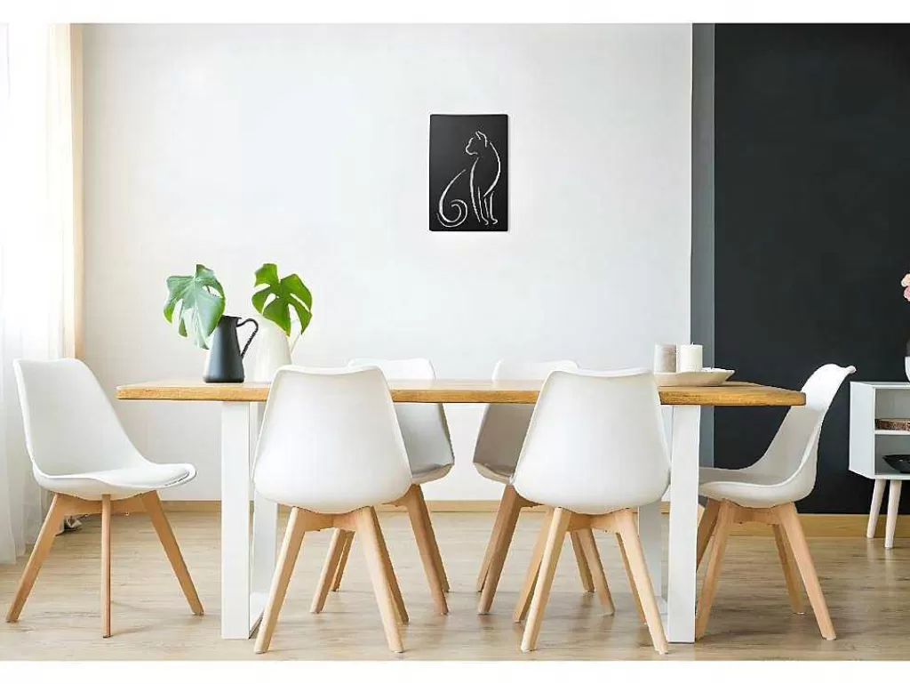 Placa De Parede Decorativa*EPIKASA Decoração Metalica Gatos 5, Preto, 30X1,5X45 Cm,