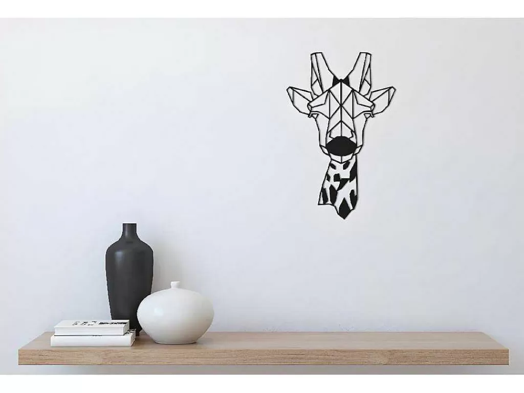 Placa De Parede Decorativa*EPIKASA Decoração Metalica Girafa 5, Preto, 33X1,5X50 Cm,