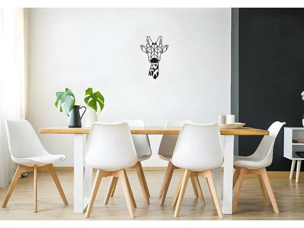 Placa De Parede Decorativa*EPIKASA Decoração Metalica Girafa 5, Preto, 33X1,5X50 Cm,