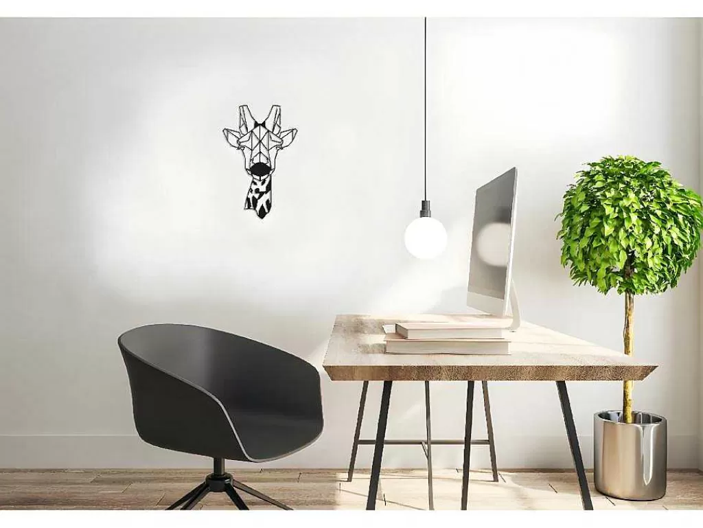 Placa De Parede Decorativa*EPIKASA Decoração Metalica Girafa 5, Preto, 33X1,5X50 Cm,