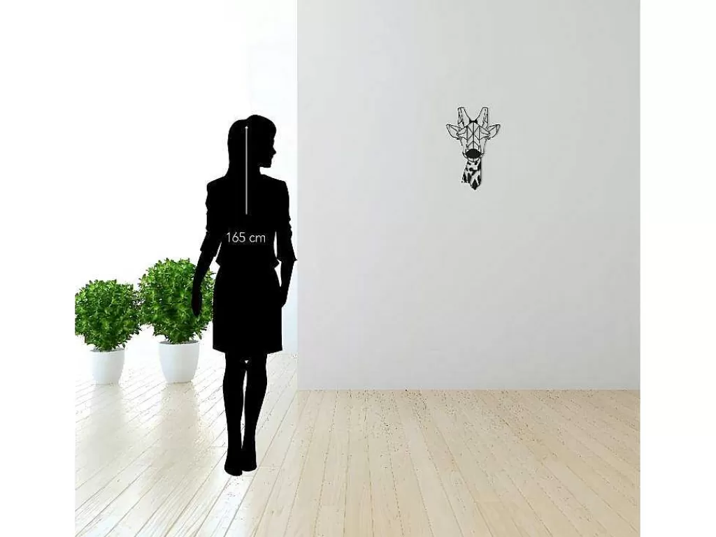 Placa De Parede Decorativa*EPIKASA Decoração Metalica Girafa 5, Preto, 33X1,5X50 Cm,