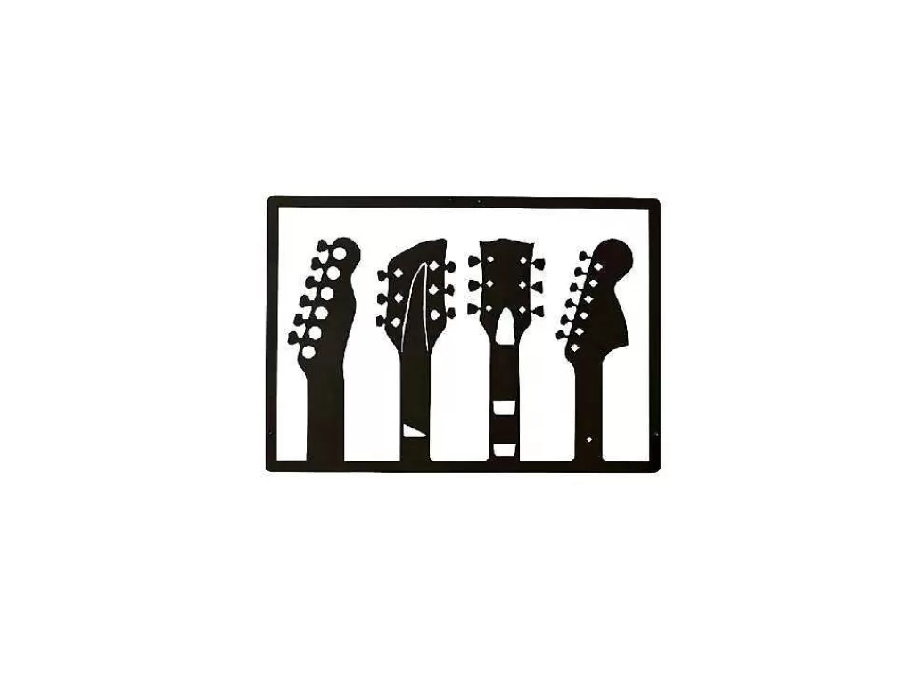 Placa De Parede Decorativa*EPIKASA Decoração Metalica Guitarra 19, Preto, 46X1,5X32 Cm,