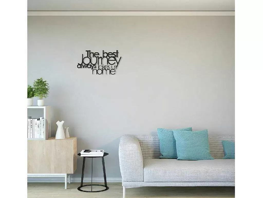 Placa De Parede Decorativa*EPIKASA Decoração Metalica Journey, Preto, 70X1,5X40 Cm,