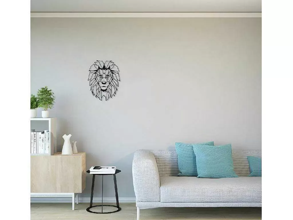 Placa De Parede Decorativa*EPIKASA Decoração Metalica Leao 4, Preto, 40X1,5X50 Cm,