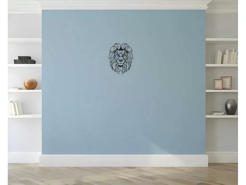 Placa De Parede Decorativa*EPIKASA Decoração Metalica Leao 4, Preto, 40X1,5X50 Cm,