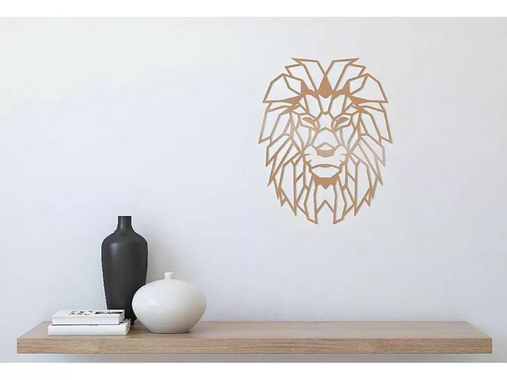 Placa De Parede Decorativa*EPIKASA Decoração Metalica Leao 5, Cobre, 40X1,5X50 Cm,