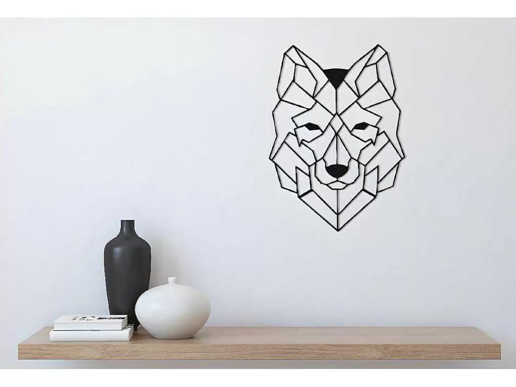 Placa De Parede Decorativa*EPIKASA Decoração Metalica Lobo 2, Preto, 41X1,5X57 Cm,