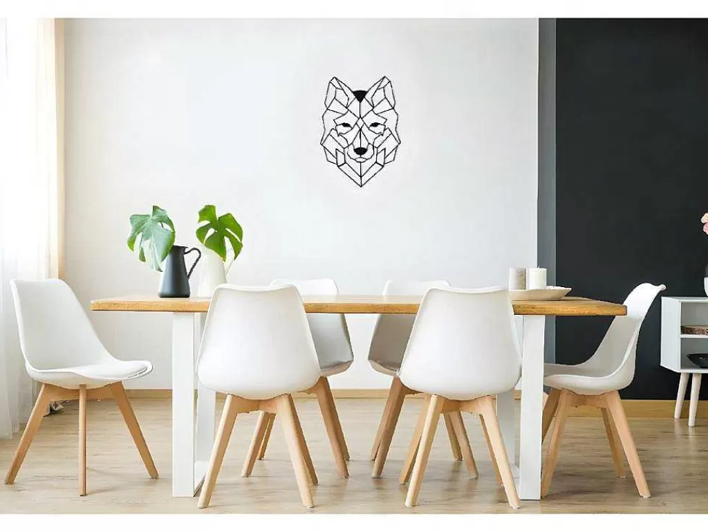 Placa De Parede Decorativa*EPIKASA Decoração Metalica Lobo 2, Preto, 41X1,5X57 Cm,