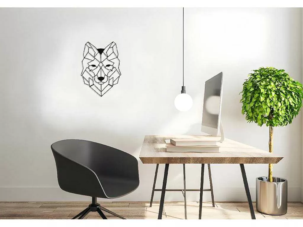 Placa De Parede Decorativa*EPIKASA Decoração Metalica Lobo 2, Preto, 41X1,5X57 Cm,