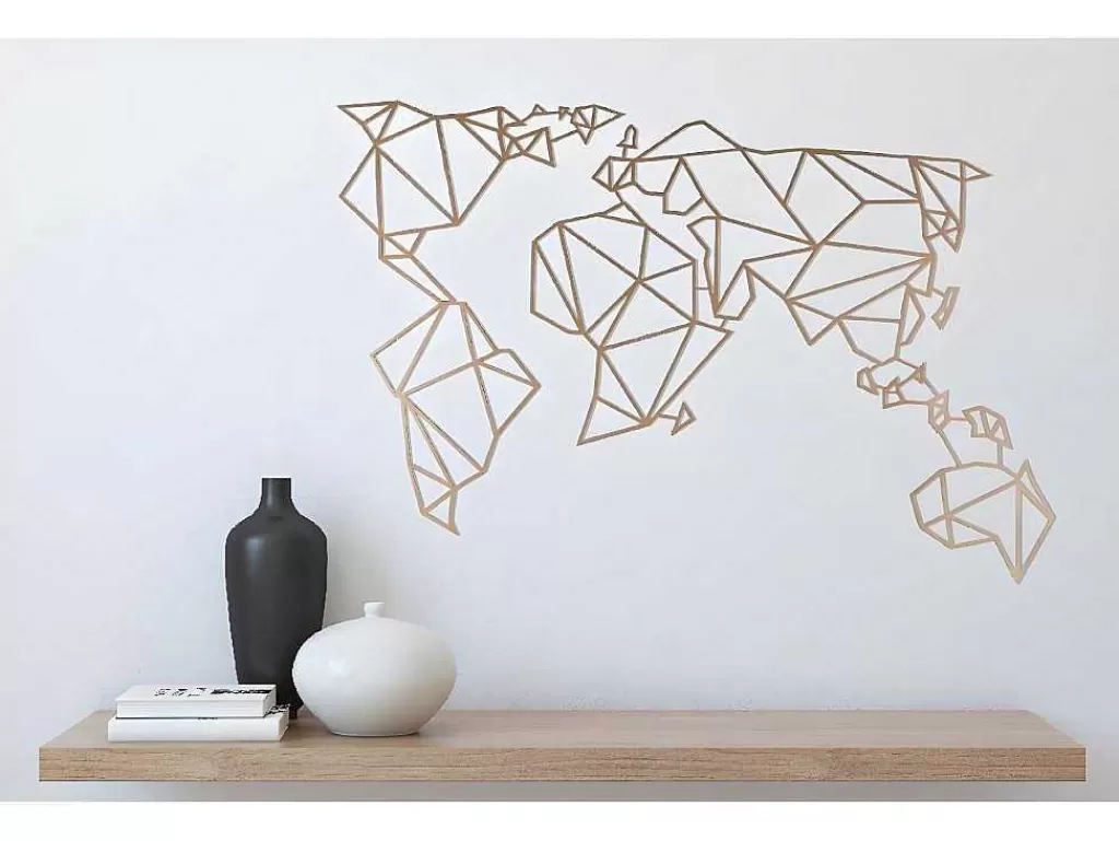 Placa De Parede Decorativa*EPIKASA Decoração Metalica Mapa Do Mundo 17, Cobre, 100X1,5X58 Cm,