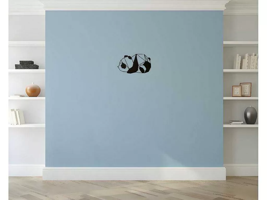 Placa De Parede Decorativa*EPIKASA Decoração Metalica Panda 3, Preto, 52X1,5X31 Cm,