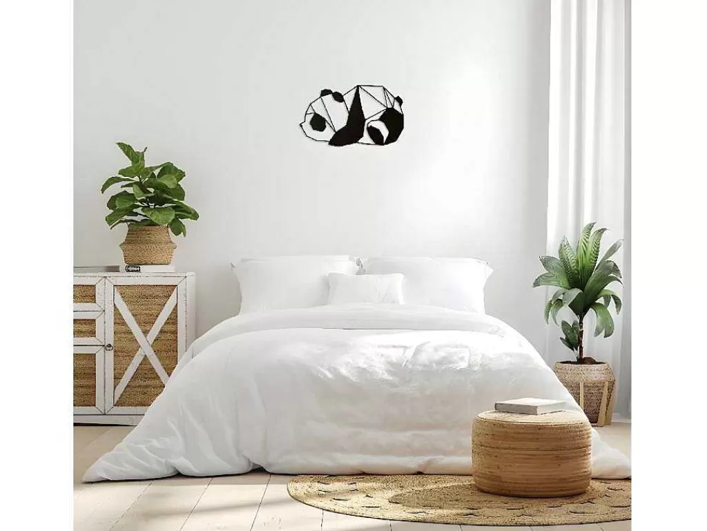 Placa De Parede Decorativa*EPIKASA Decoração Metalica Panda 3, Preto, 52X1,5X31 Cm,