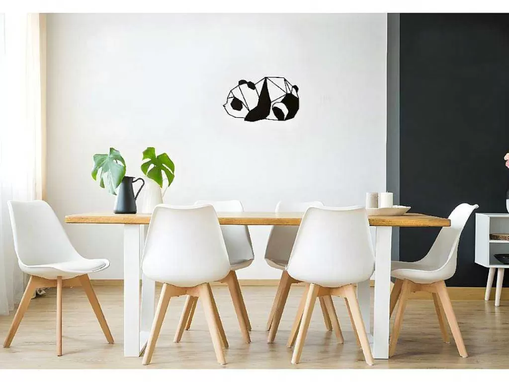 Placa De Parede Decorativa*EPIKASA Decoração Metalica Panda 3, Preto, 52X1,5X31 Cm,