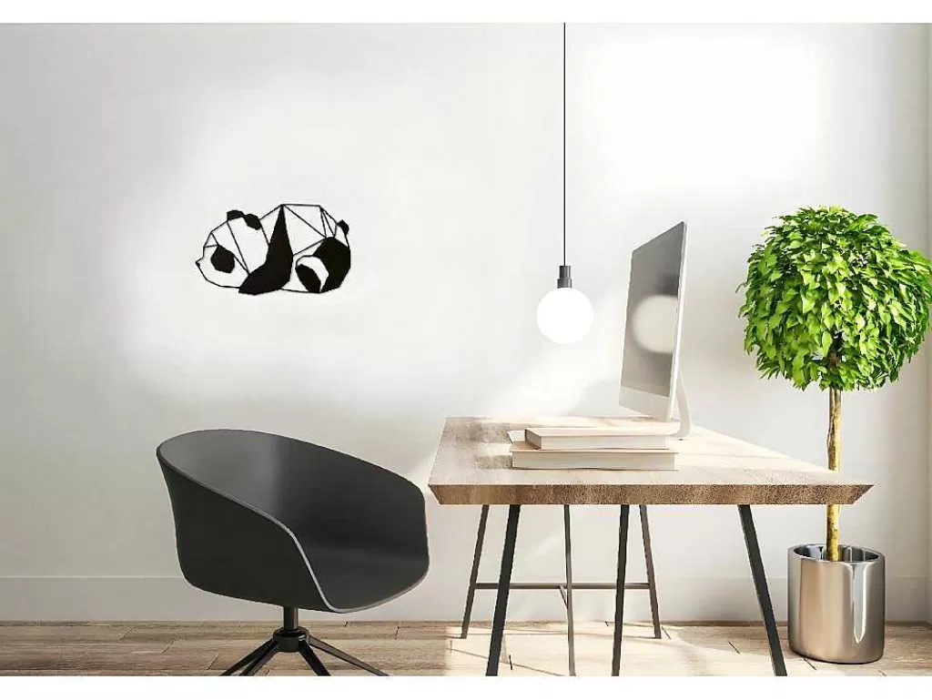 Placa De Parede Decorativa*EPIKASA Decoração Metalica Panda 3, Preto, 52X1,5X31 Cm,