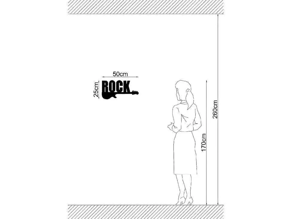 Placa De Parede Decorativa*EPIKASA Decoração Metalica Rock 2, Preto, 50X1,5X25 Cm,