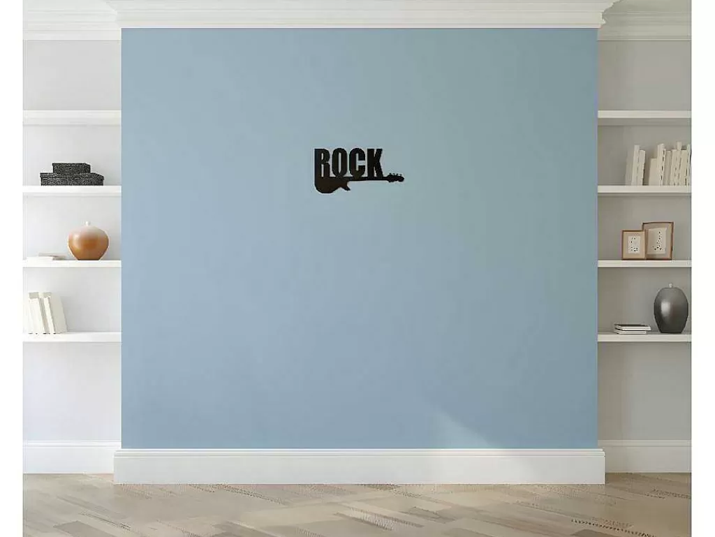 Placa De Parede Decorativa*EPIKASA Decoração Metalica Rock 2, Preto, 50X1,5X25 Cm,