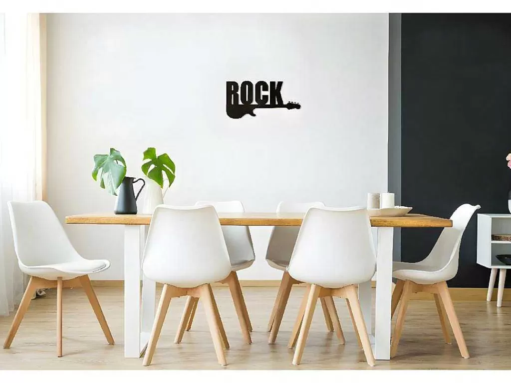 Placa De Parede Decorativa*EPIKASA Decoração Metalica Rock 2, Preto, 50X1,5X25 Cm,