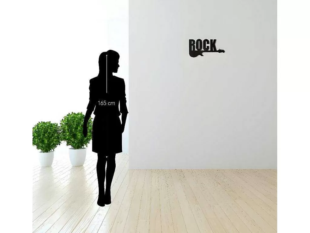 Placa De Parede Decorativa*EPIKASA Decoração Metalica Rock 2, Preto, 50X1,5X25 Cm,