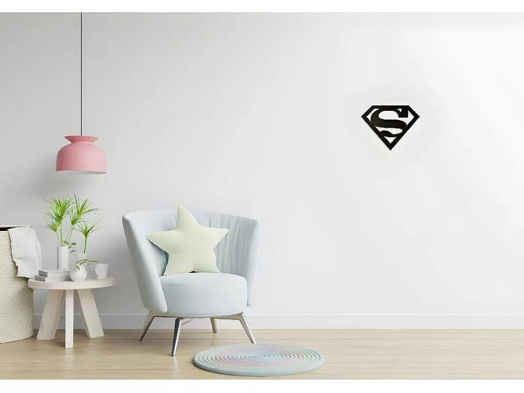 Placa De Parede Decorativa*EPIKASA Decoração Metalica Superman, Preto, 40X1,5X31 Cm,