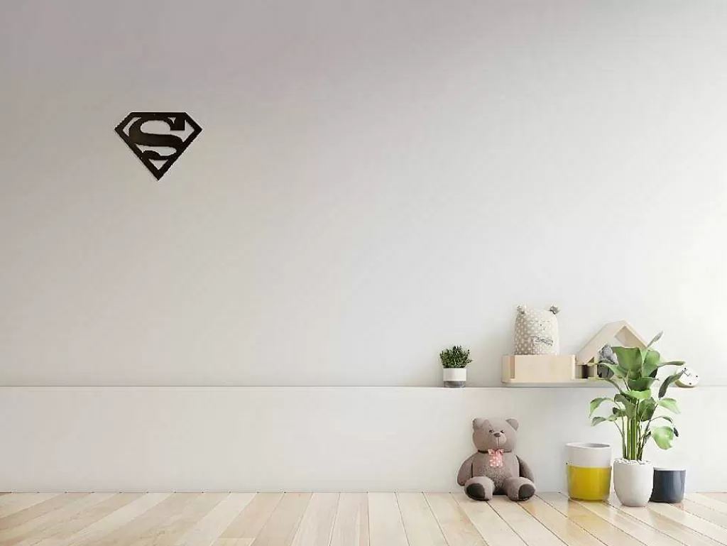 Placa De Parede Decorativa*EPIKASA Decoração Metalica Superman, Preto, 40X1,5X31 Cm,