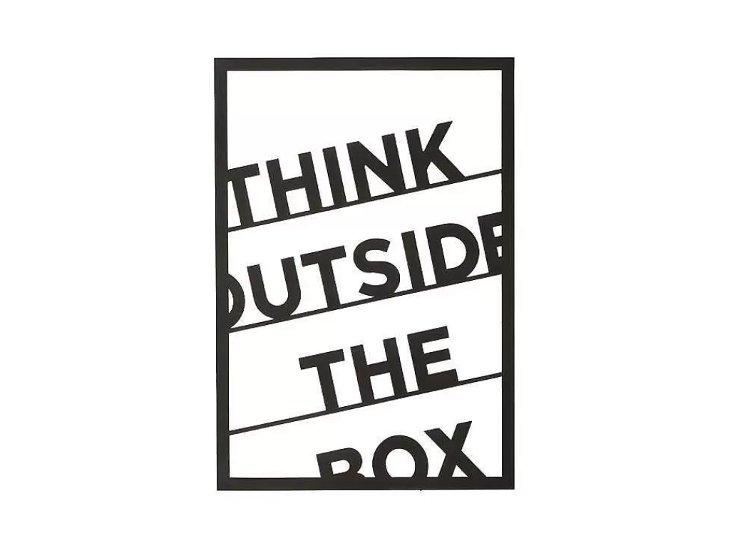 Placa De Parede Decorativa*EPIKASA Decoração Metalica Think Outside The Box 2, Preto, 50X1,5X70 Cm,
