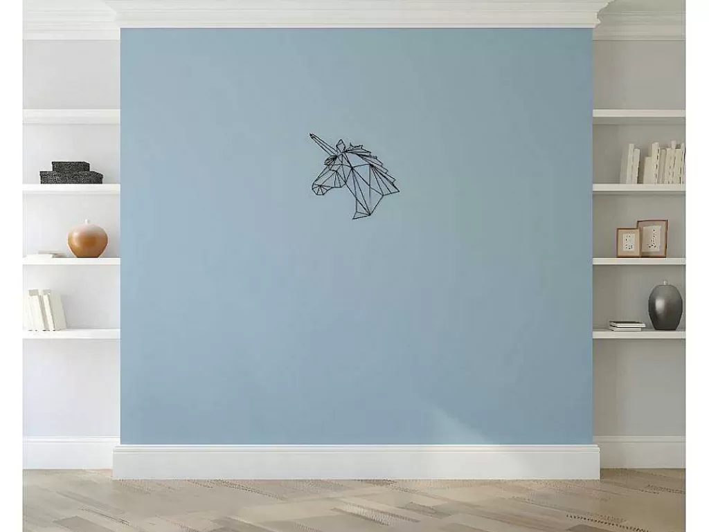 Placa De Parede Decorativa*EPIKASA Decoração Metalica Unicornio, Preto, 53X1,5X50 Cm,