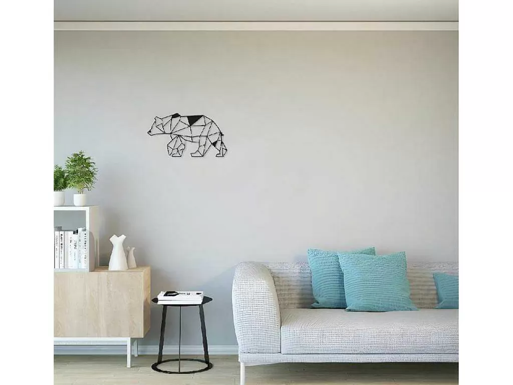 Placa De Parede Decorativa*EPIKASA Decoração Metalica Urso 4, Preto, 55X1,5X30 Cm,