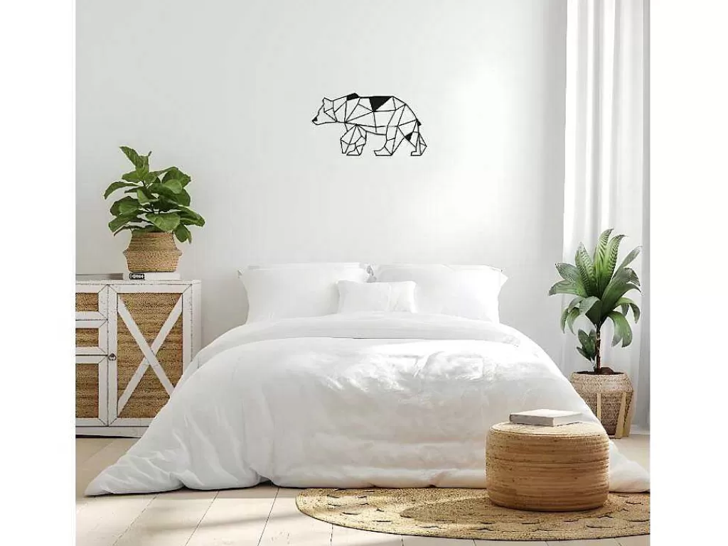 Placa De Parede Decorativa*EPIKASA Decoração Metalica Urso 4, Preto, 55X1,5X30 Cm,