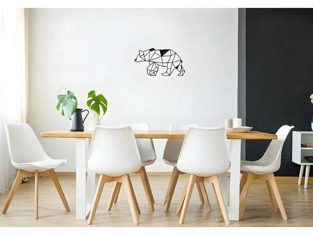 Placa De Parede Decorativa*EPIKASA Decoração Metalica Urso 4, Preto, 55X1,5X30 Cm,