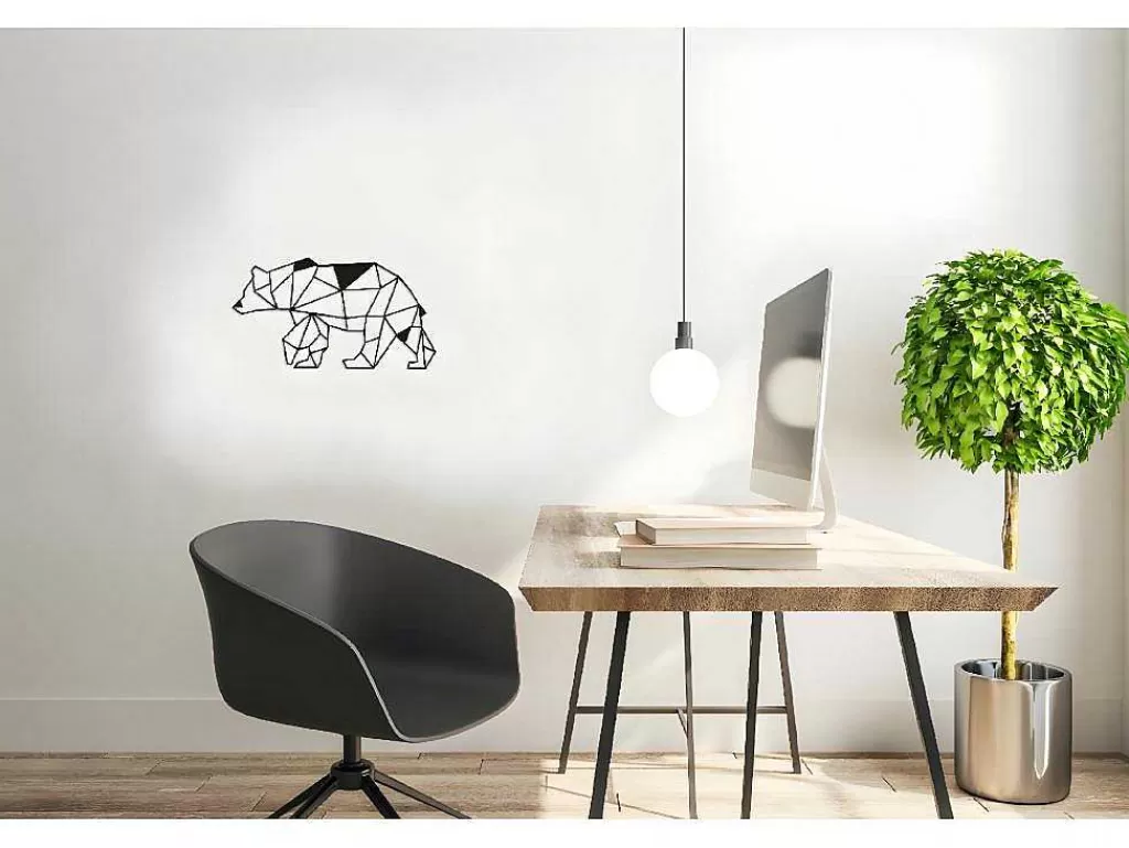 Placa De Parede Decorativa*EPIKASA Decoração Metalica Urso 4, Preto, 55X1,5X30 Cm,