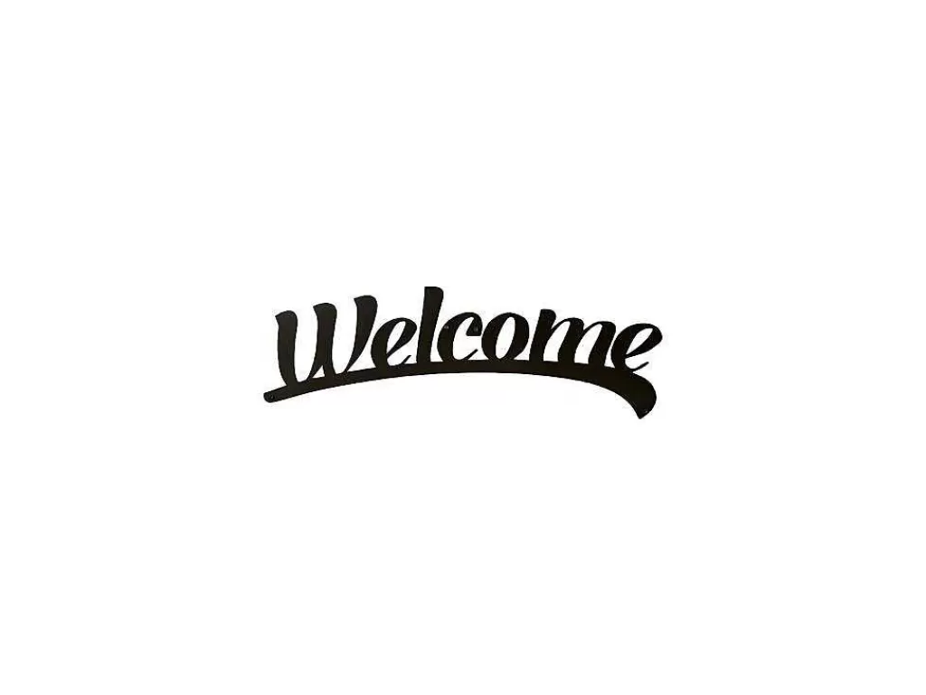 Placa De Parede Decorativa*EPIKASA Decoração Metalica Welcome 3, Preto, 50X1,5X15 Cm,