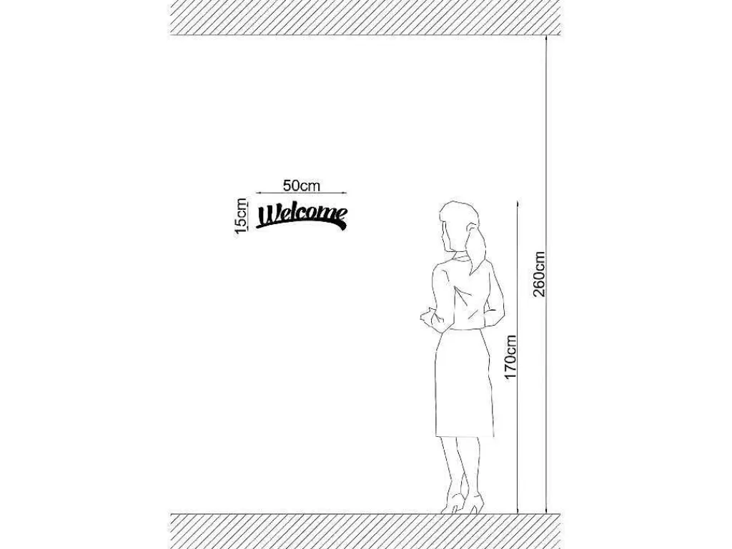 Placa De Parede Decorativa*EPIKASA Decoração Metalica Welcome 3, Preto, 50X1,5X15 Cm,