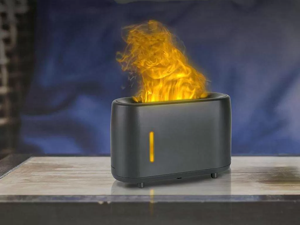 Objeto De Decoração Interior*Purline Diffuseur D'Aromes A Ultrasons Avec Effet De Flamme En Noir