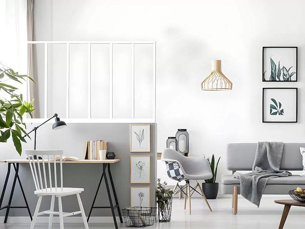 Divisória De Ambiente*Vente-unique Divisória De Atelier Em Aluminio Termolacado Branco De 180X105 Cm - Bayview