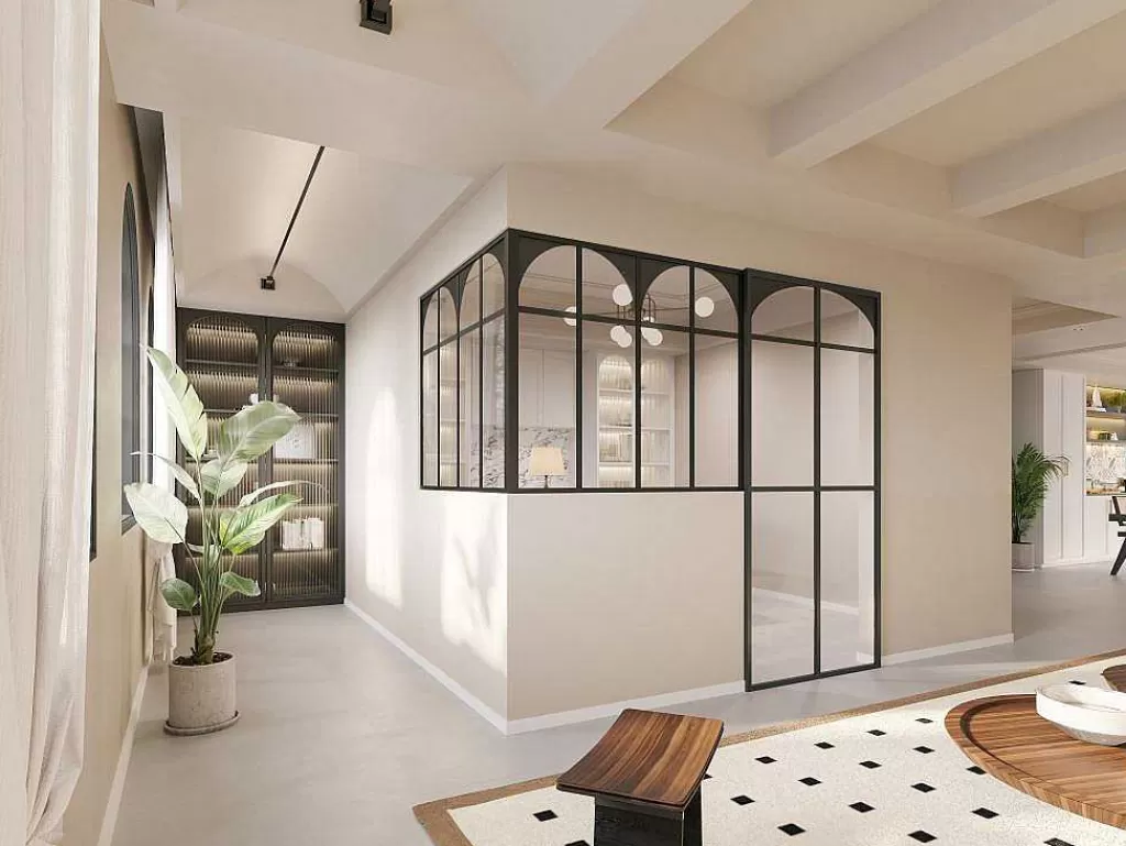 Divisória De Ambiente*Vente-unique Divisória De Canto De Atelier Art Deco Aluminio Termolacado C120 X L120 X A105 Preto Cm - Arcadea