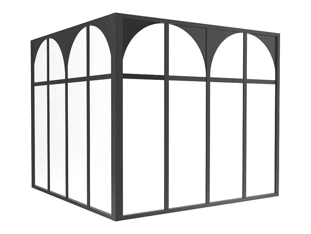 Divisória De Ambiente*Vente-unique Divisória De Canto De Atelier Art Deco Aluminio Termolacado C120 X L120 X A105 Preto Cm - Arcadea