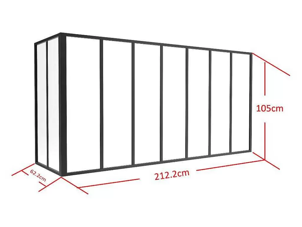 Divisória De Ambiente*Vente-unique Divisória De Canto De Atelier Em Aluminio Termolacado C210 X L60 X A105 Cm Preto - Bayview