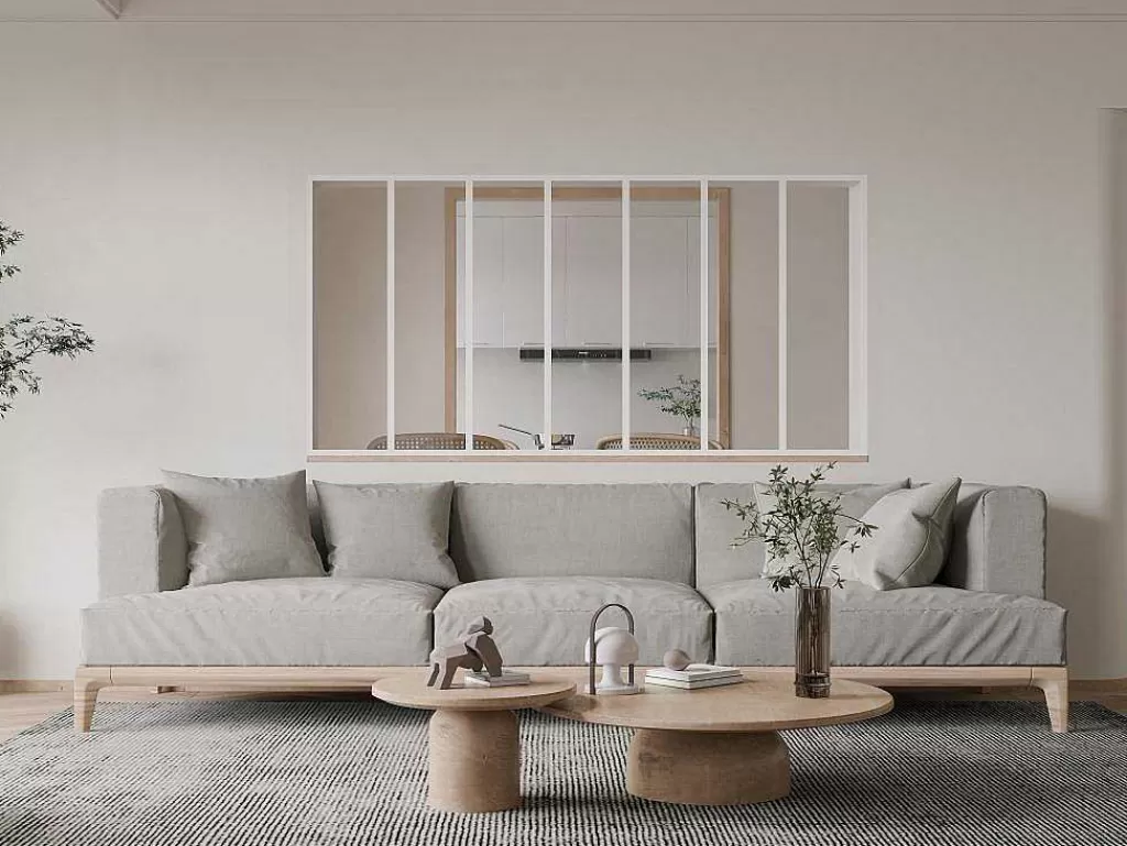Divisória De Ambiente*Vente-unique Divisória De Vidro Para Atelier Em Aluminio Termolacado 210X105 Cm Branco - Bayview